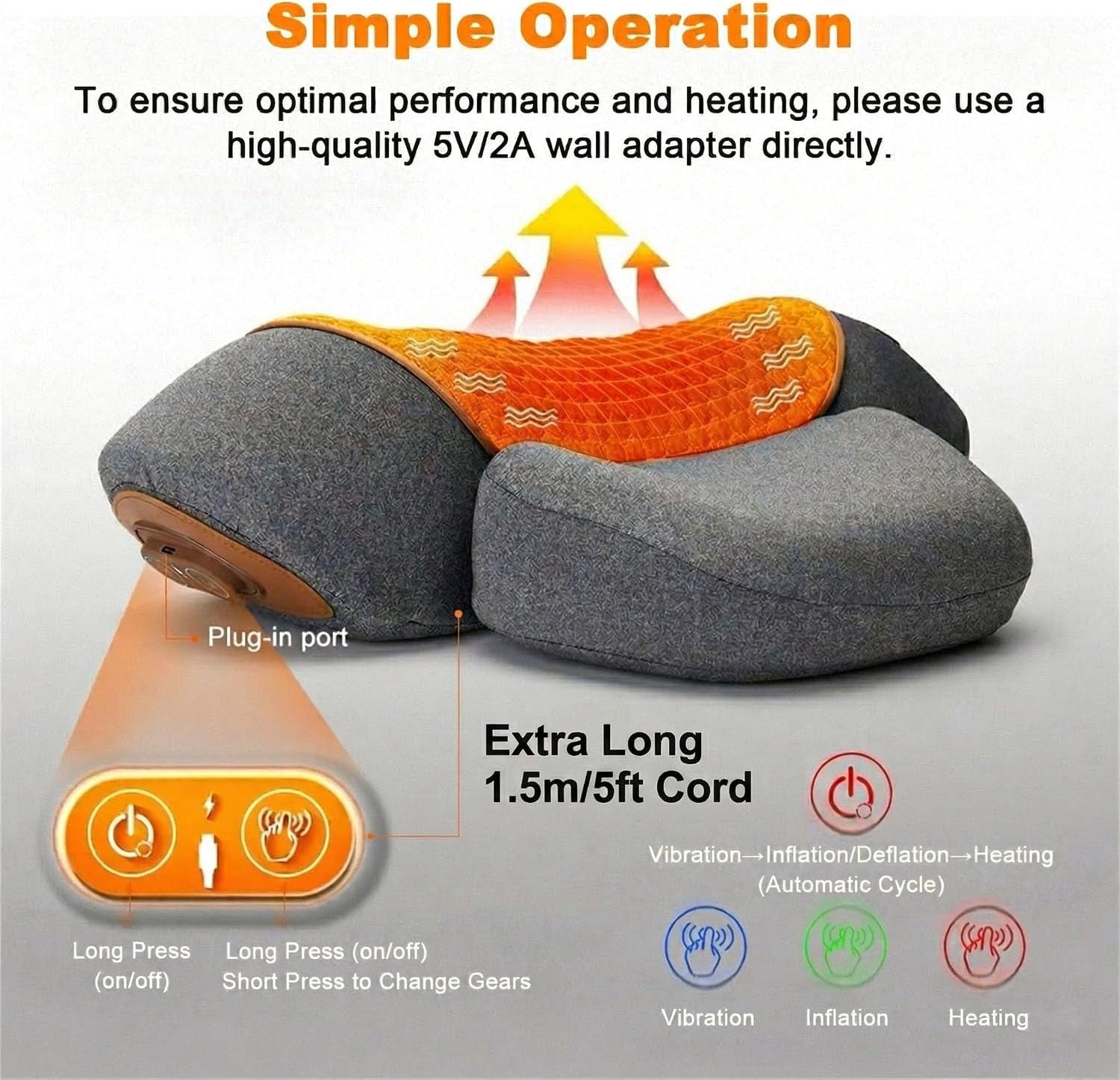 3-In-1 Neck Massager Pillow with Heat, Soothing Vibration & Cervical Traction for Pain Relief, Corded Electric Posture Support & Shoulder Relaxer for Home Office, Gifts for Men/Women (Dark Gray)