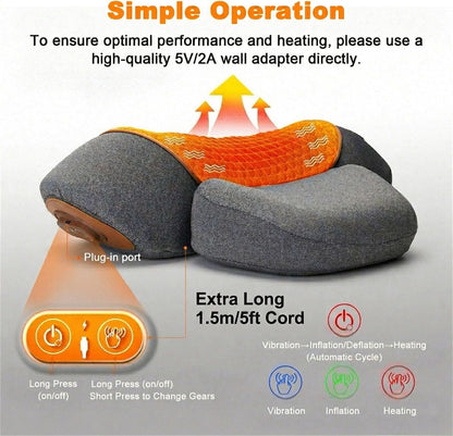 3-In-1 Neck Massager Pillow with Heat, Soothing Vibration & Cervical Traction for Pain Relief, Corded Electric Posture Support & Shoulder Relaxer for Home Office, Gifts for Men/Women (Dark Gray)