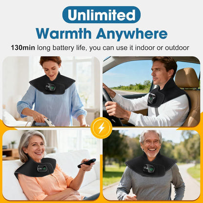 Neck and Shoulder Heating Pads Corldless, Weighted Neck Heating Pad, Heated Neck and Shoulder Wrap Electric Warmer Pads, 5 Heats, 6 Timers (Black.)
