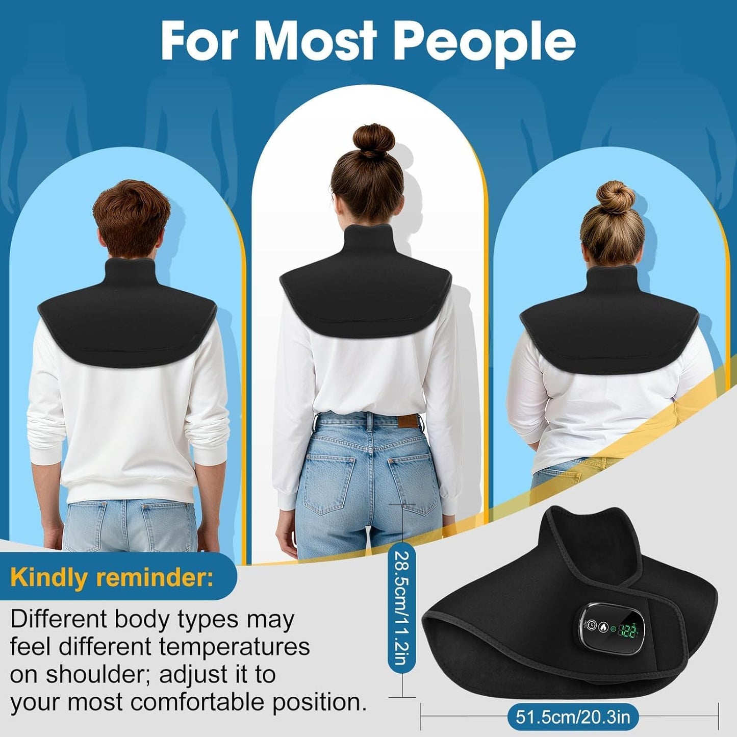 Neck and Shoulder Heating Pads Corldless, Weighted Neck Heating Pad, Heated Neck and Shoulder Wrap Electric Warmer Pads, 5 Heats, 6 Timers (Black.)