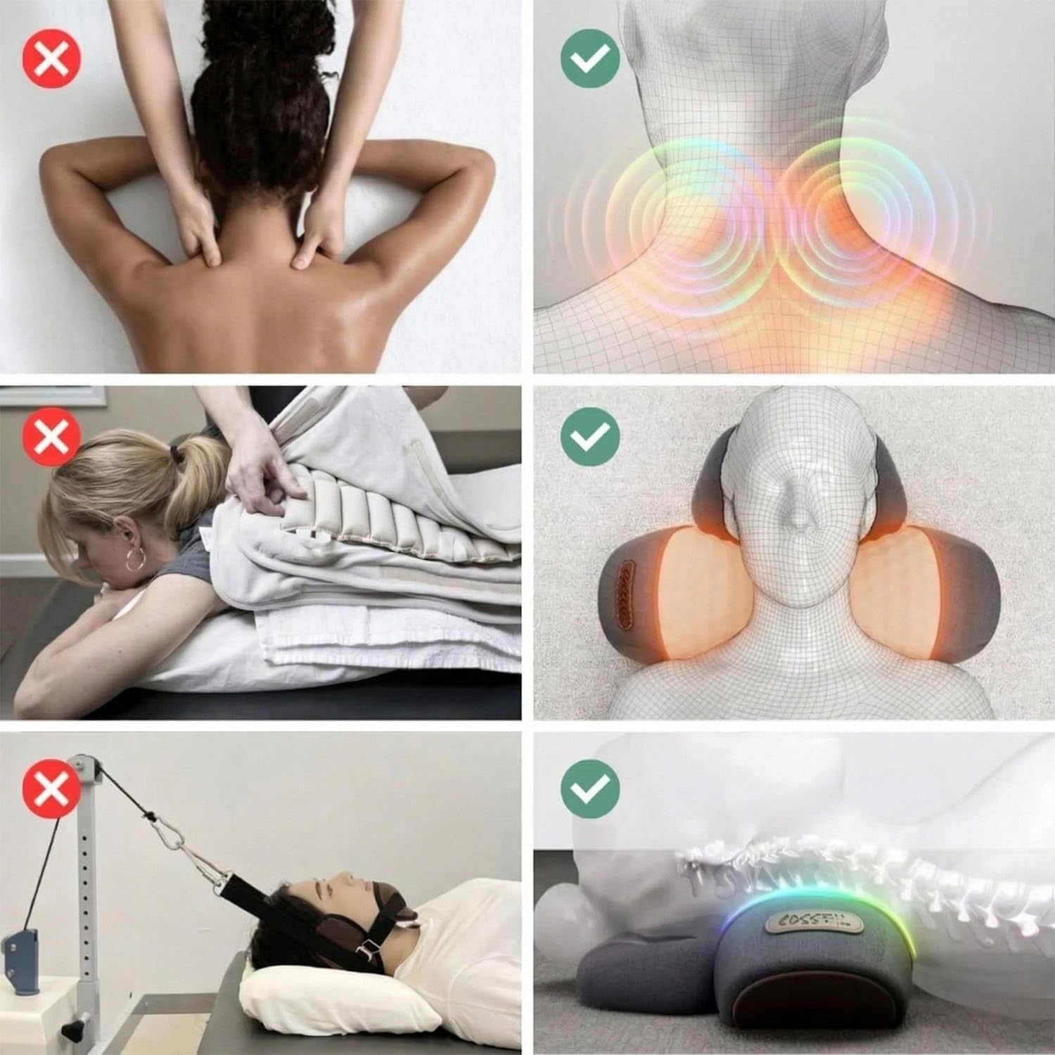 3-In-1 Neck Massager Pillow with Heat, Soothing Vibration & Cervical Traction for Pain Relief, Corded Electric Posture Support & Shoulder Relaxer for Home Office, Gifts for Men/Women (Dark Gray)